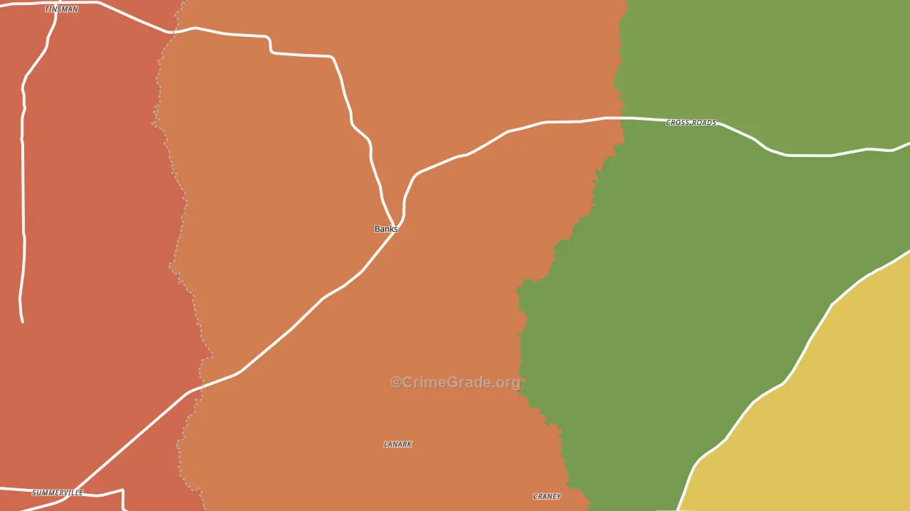 Banks, AR Map of Robbery Rates