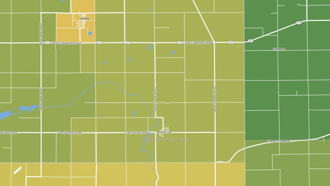 Bannister, MI Map of Robbery Rates