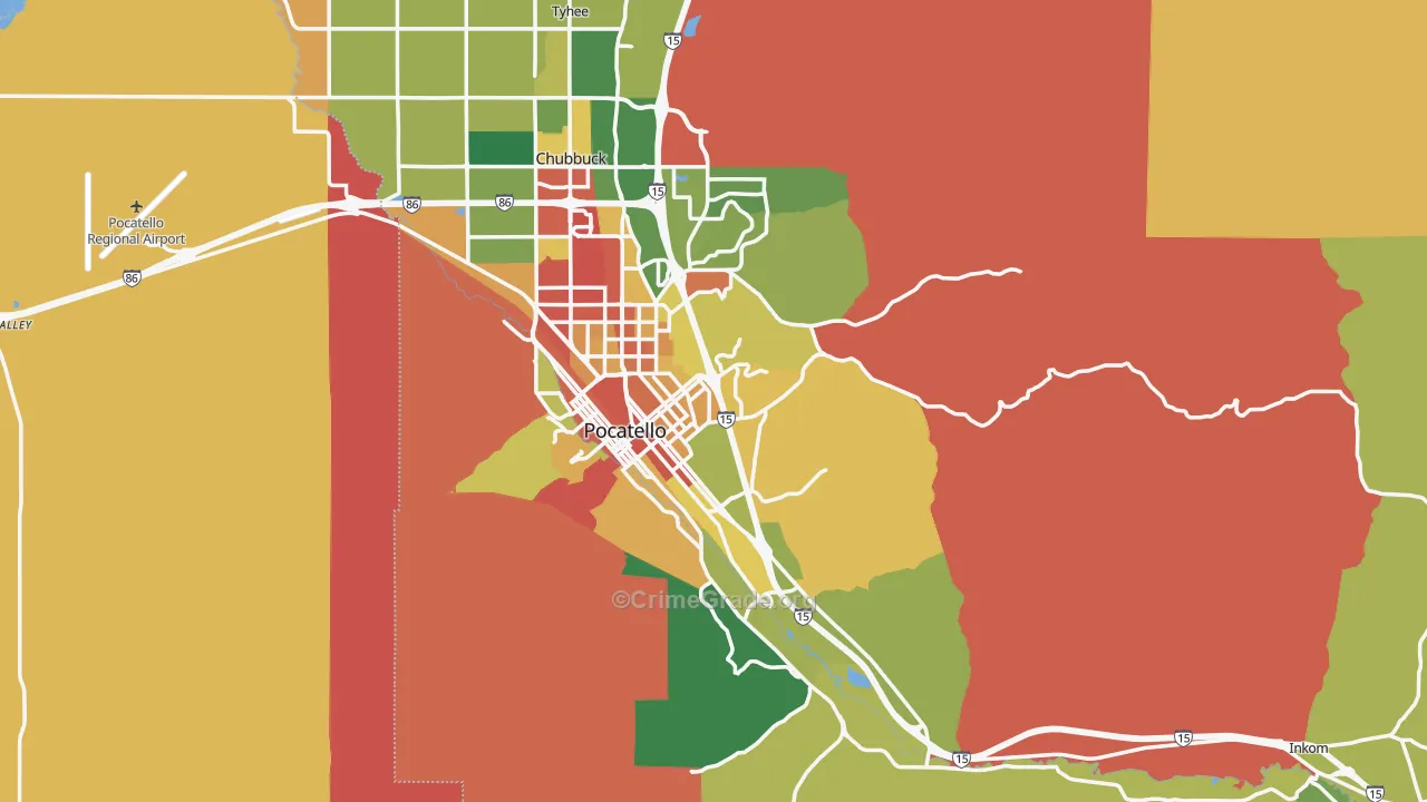 Bannock County, ID Map of Robbery Rates