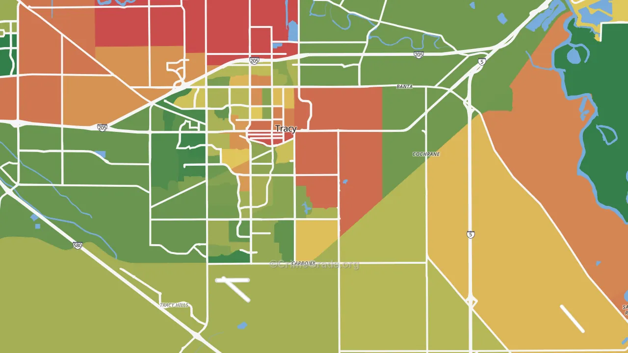Banta, CA Map of Robbery Rates