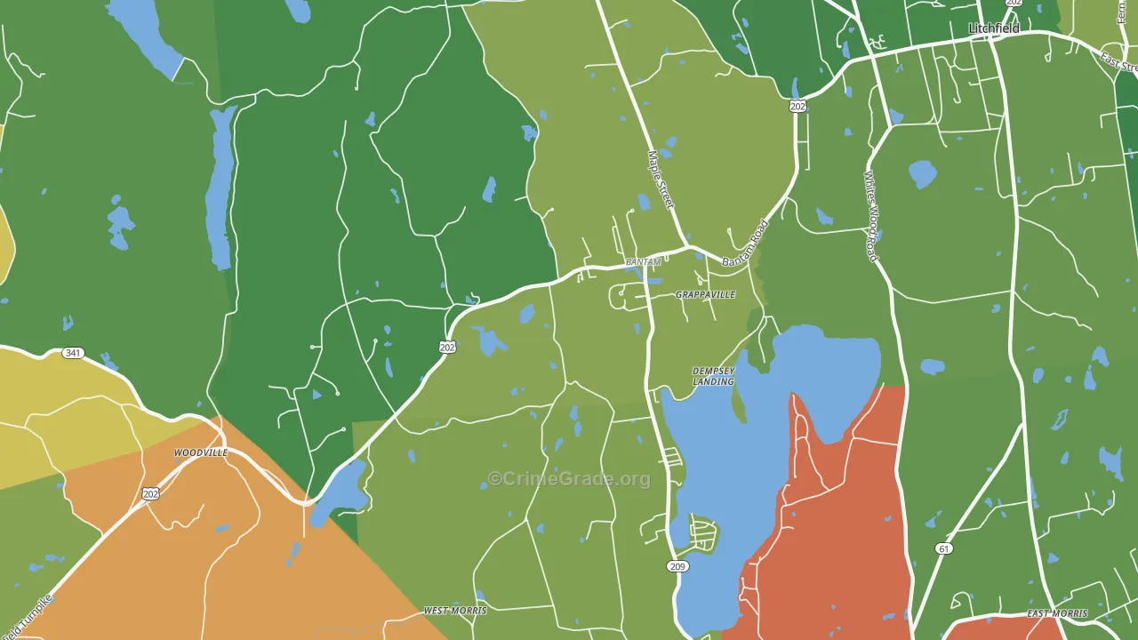 Bantam, CT Map of Robbery Rates