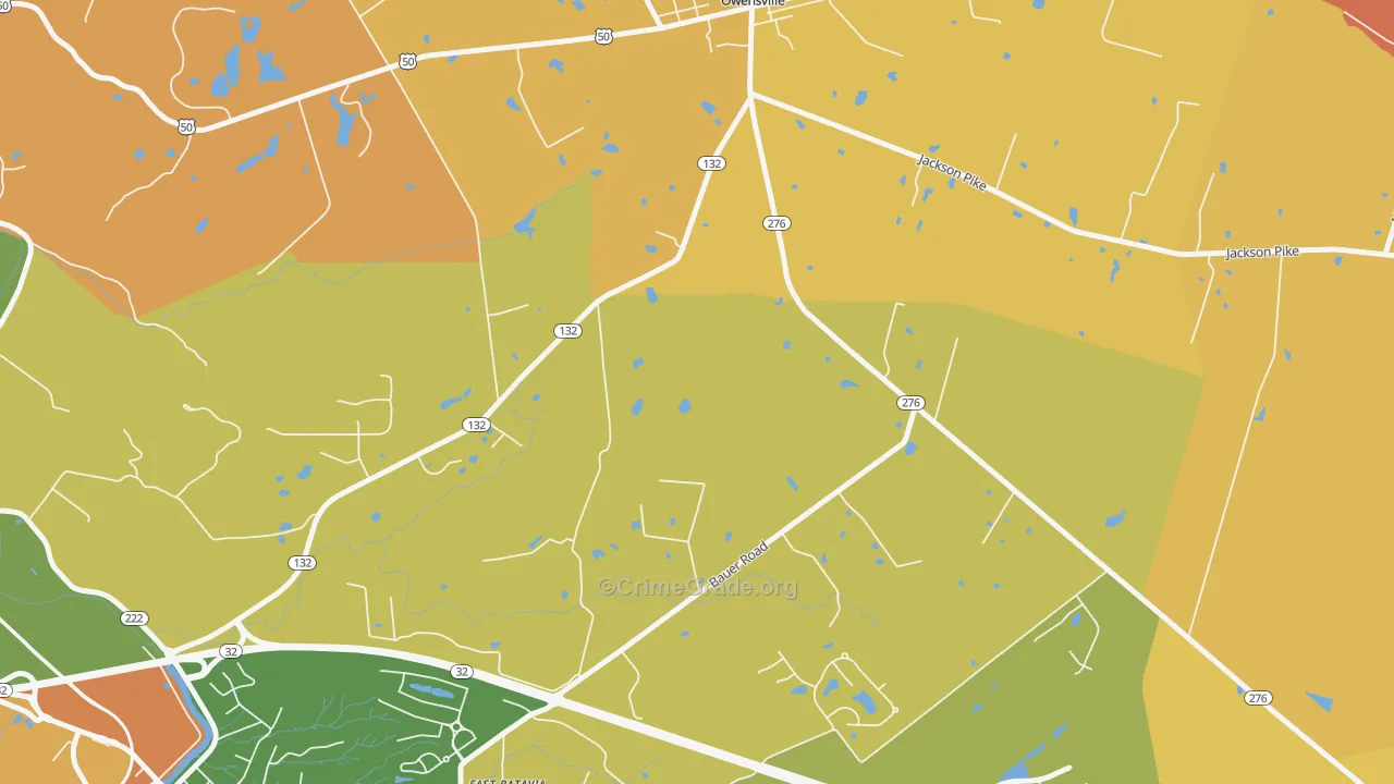Bantam, OH Map of Robbery Rates