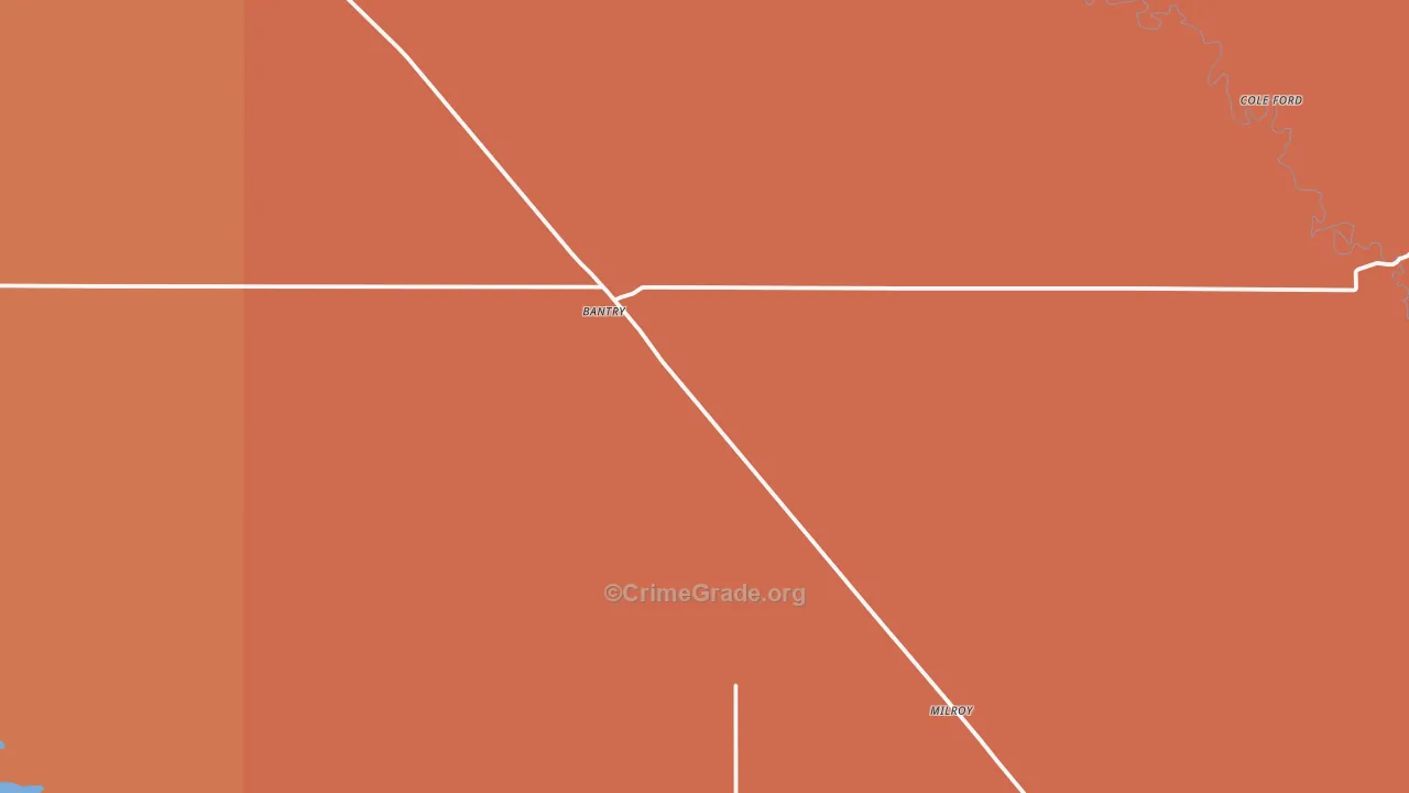 Bantry, ND Map of Robbery Rates