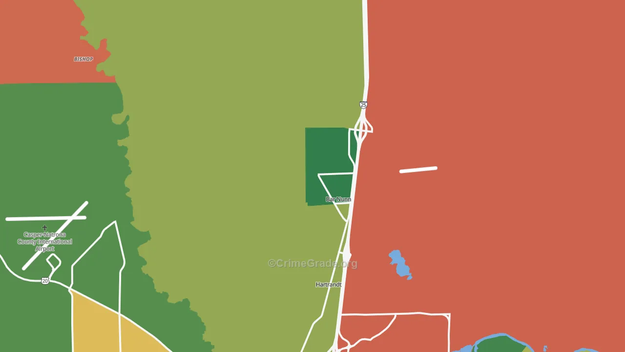 Bar Nunn, WY Map of Robbery Rates