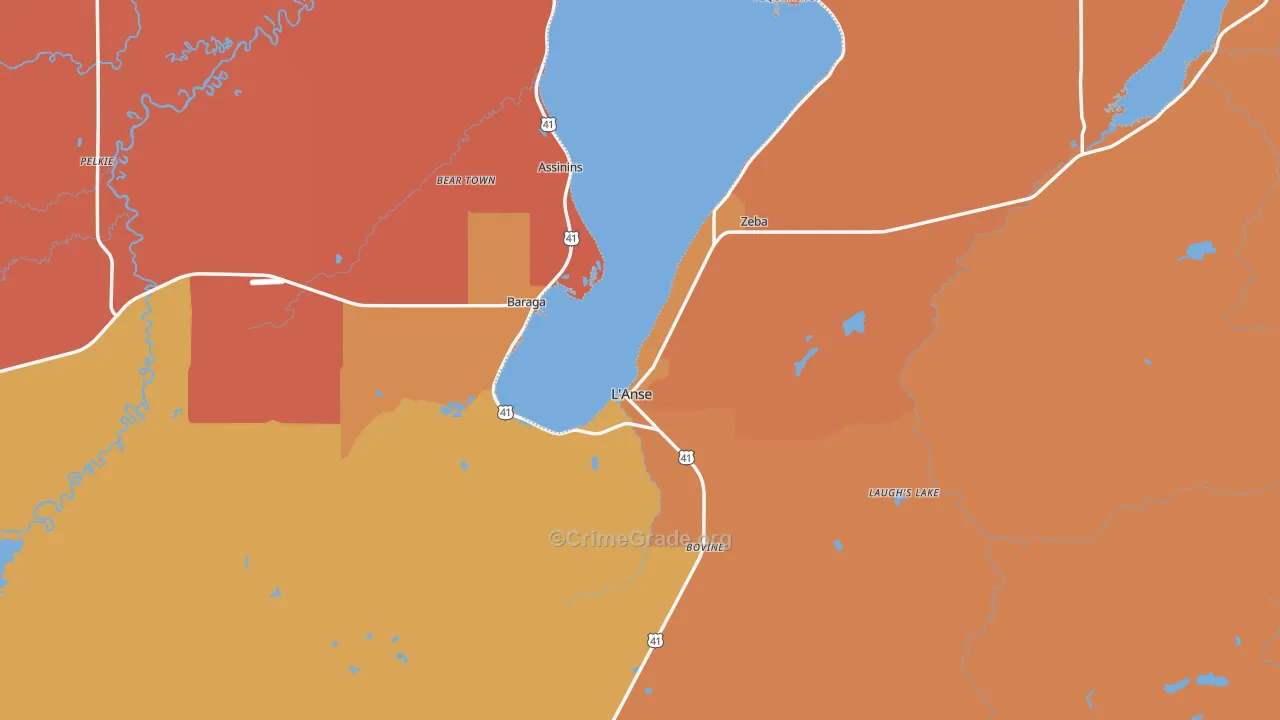 Baraga County, MI Map of Robbery Rates