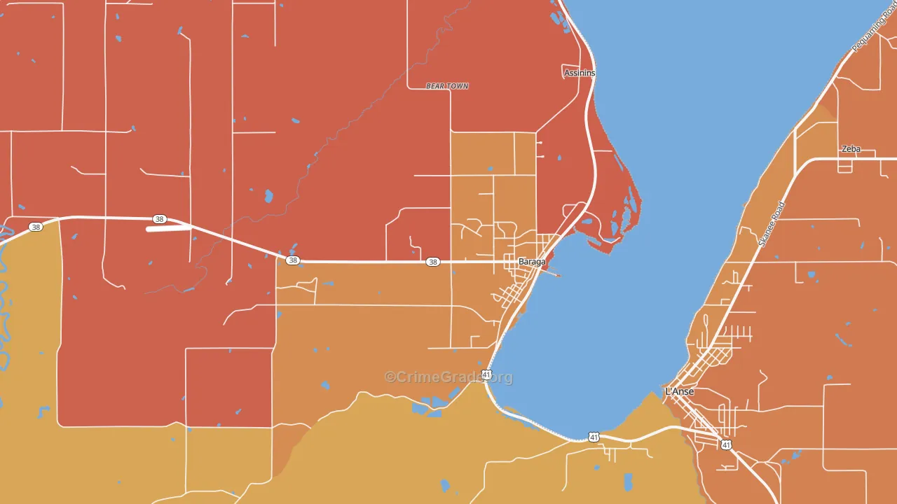 Baraga, MI Map of Robbery Rates