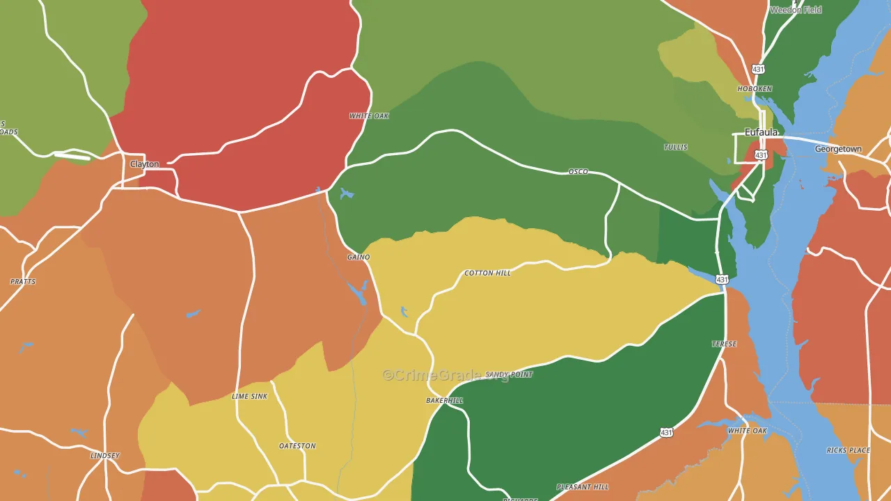 Barbour County, AL Map of Robbery Rates