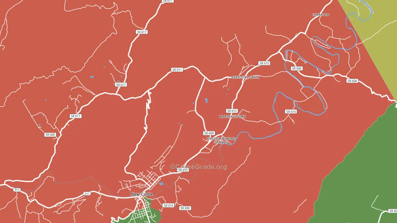 Barbours Creek, VA Map of Robbery Rates