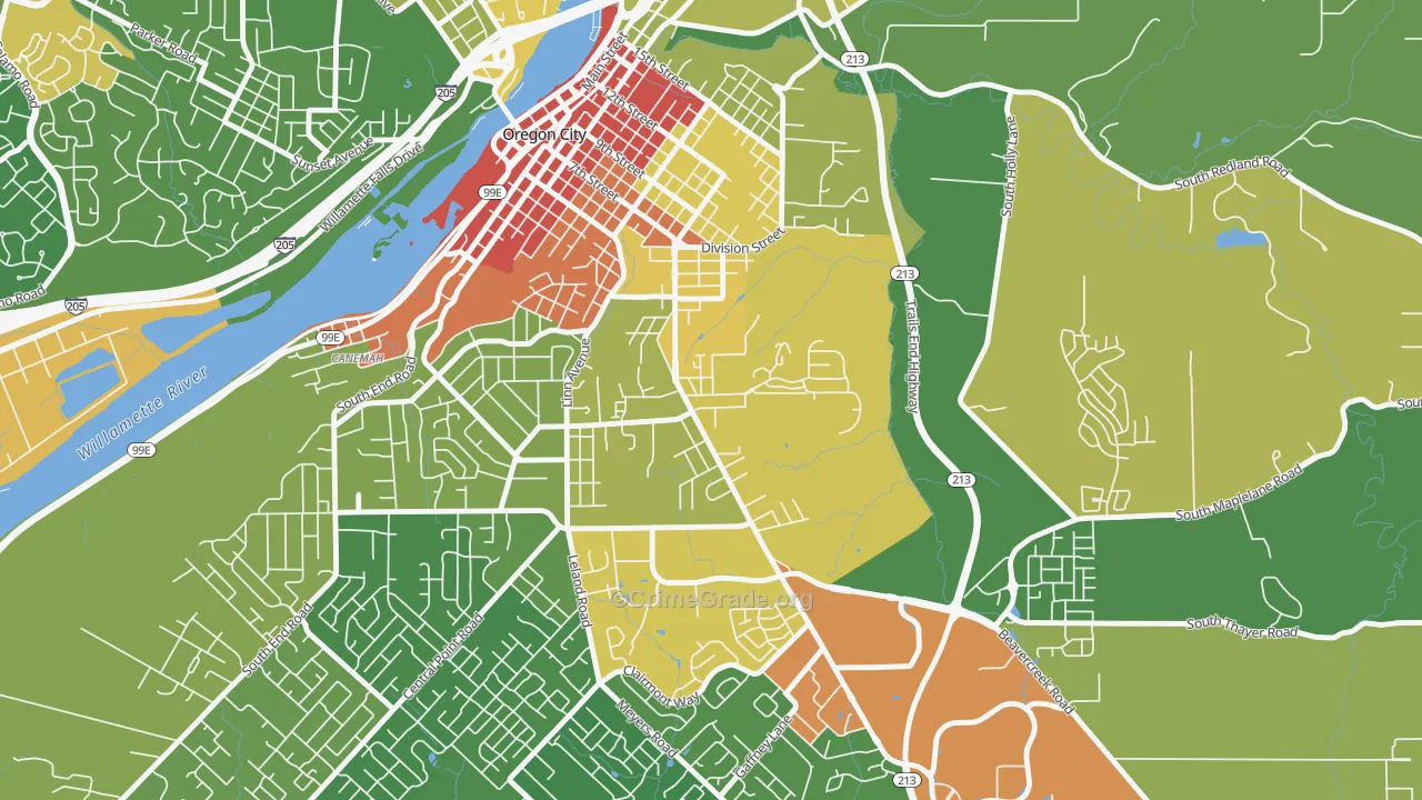 Barclay Hills, Oregon City, OR Map of Robbery Rates