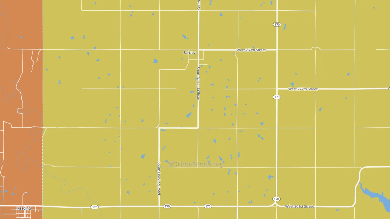 Barclay, KS Map of Robbery Rates