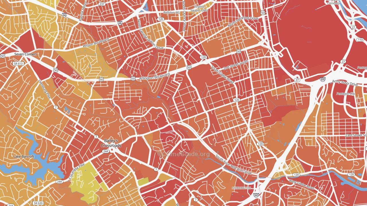Barcroft, Arlington, VA Map of Robbery Rates