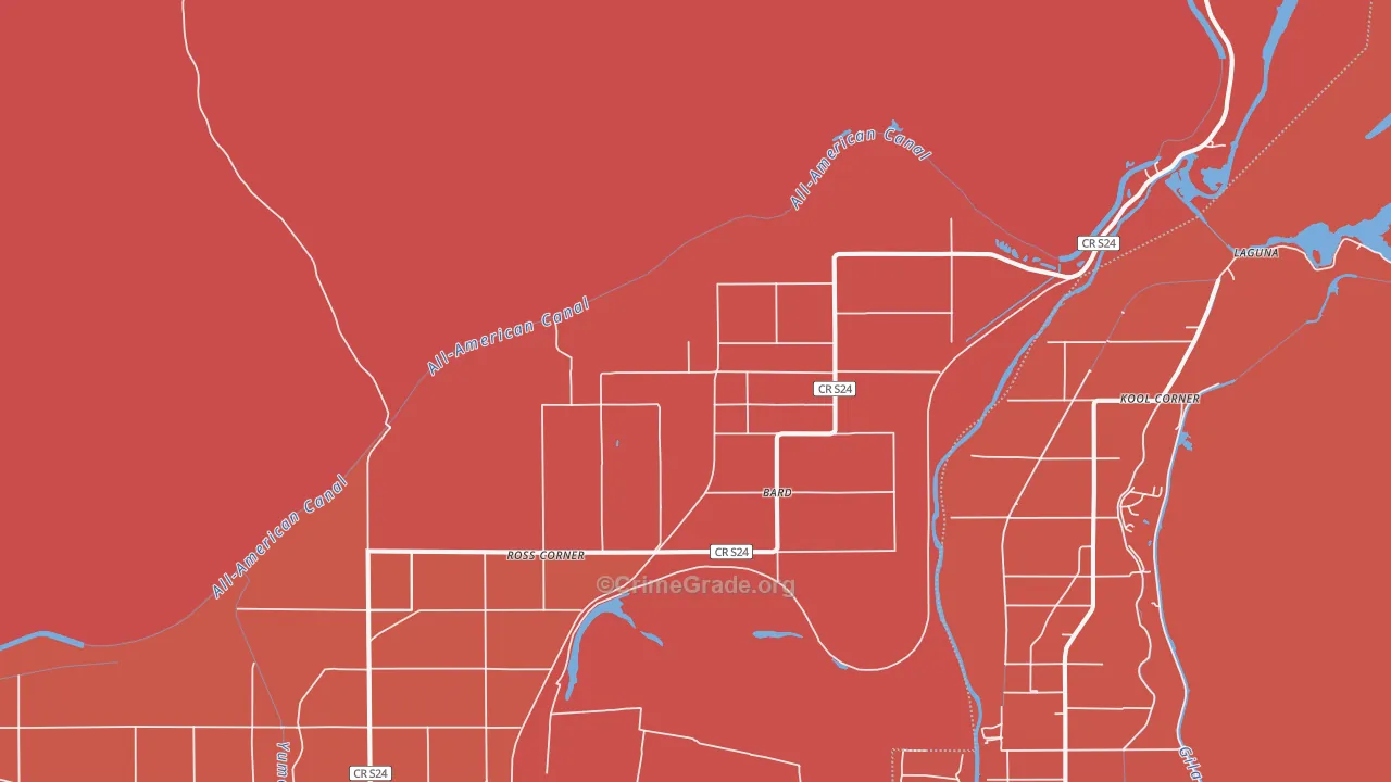 Bard, CA Map of Robbery Rates
