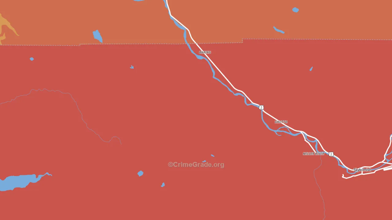 Baring, WA Map of Robbery Rates