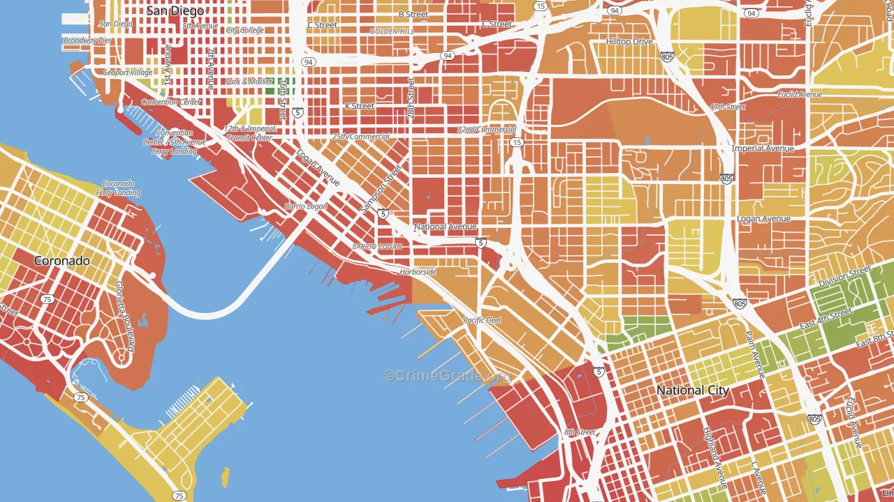 Bario Logan, San Diego, CA Map of Robbery Rates