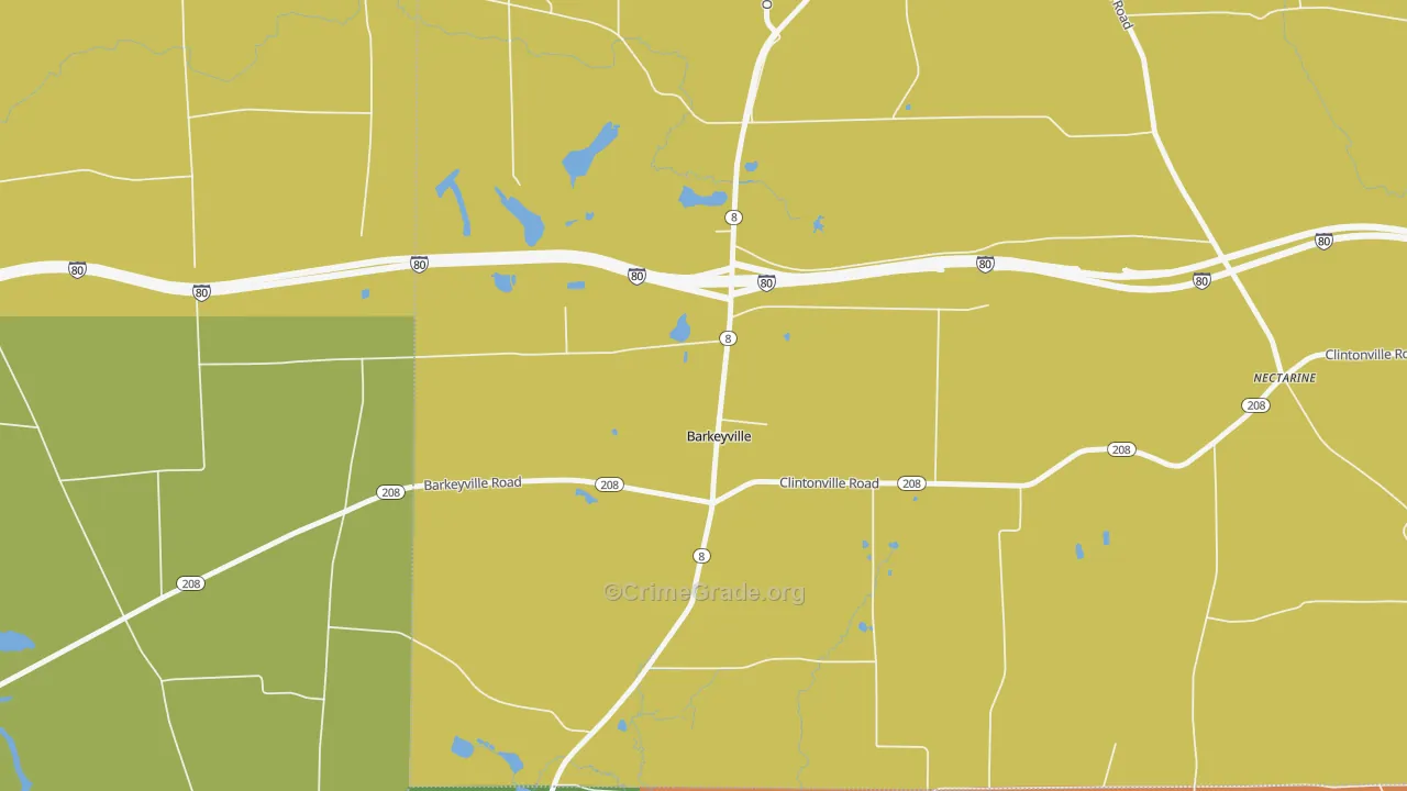 Barkeyville, PA Map of Robbery Rates