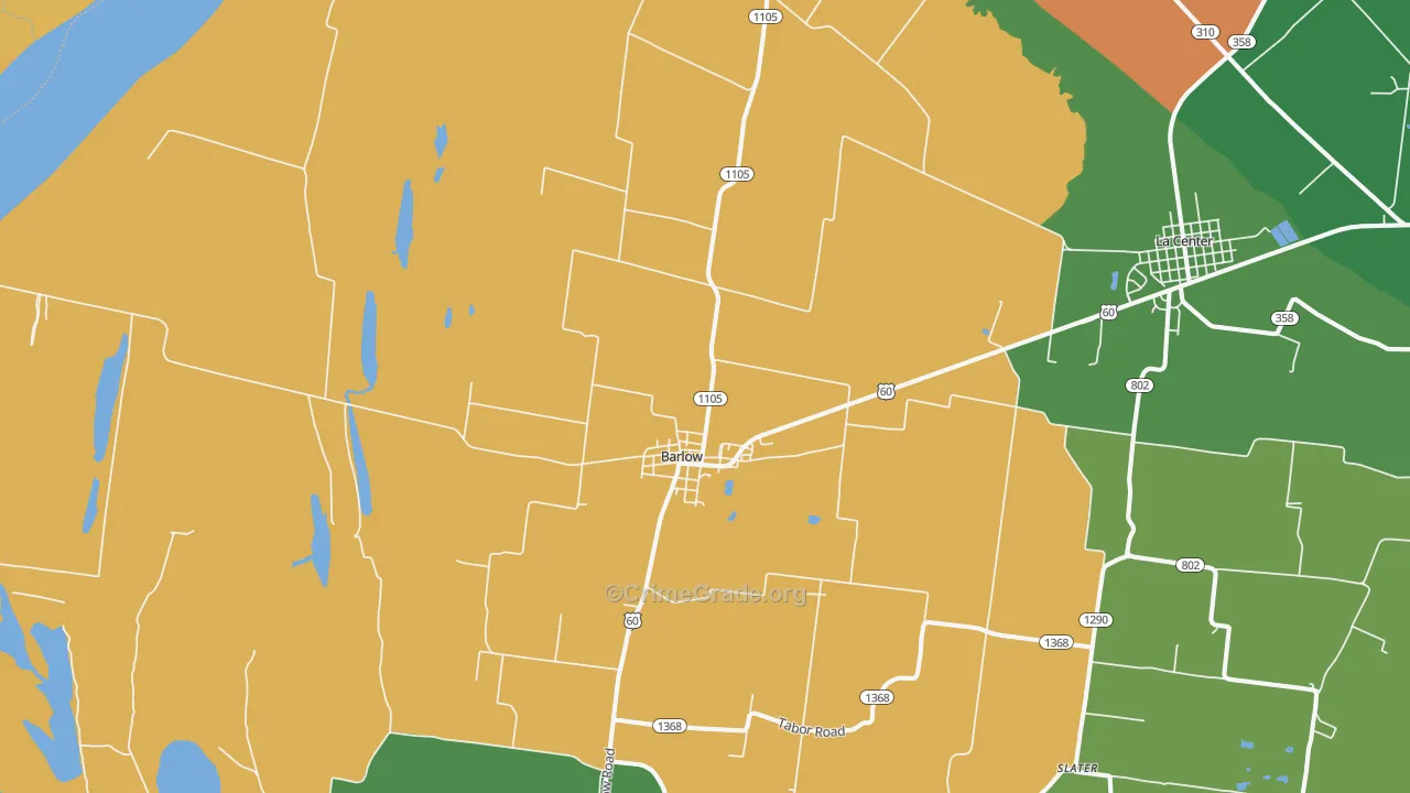 Barlow, KY Map of Robbery Rates