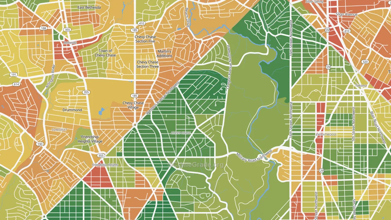 Barnaby Woods, Washington, DC Map of Robbery Rates