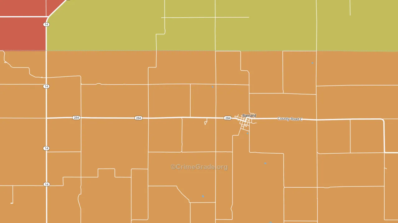 Barnard, KS Map of Robbery Rates