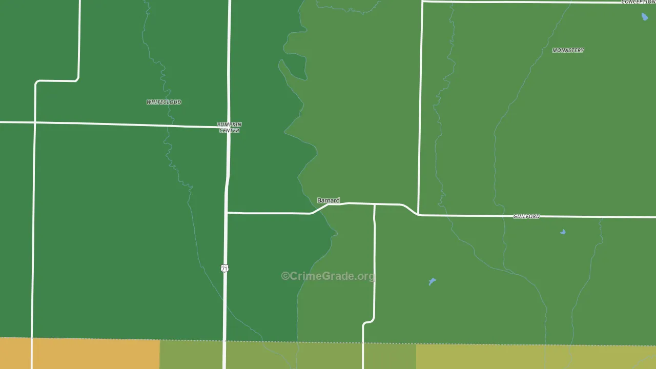 Barnard, MO Map of Robbery Rates