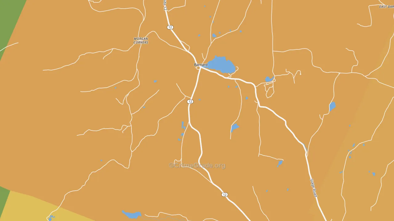 Barnard, VT Map of Robbery Rates