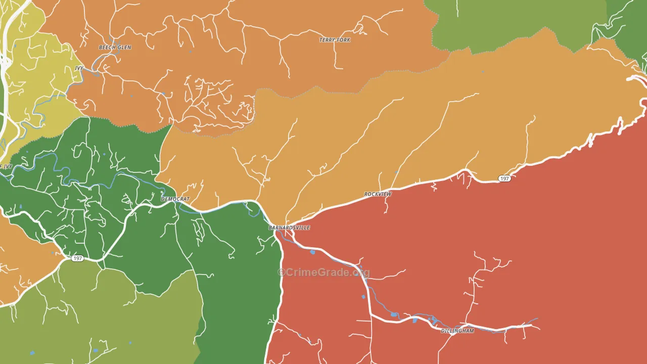 Barnardsville, NC Map of Robbery Rates