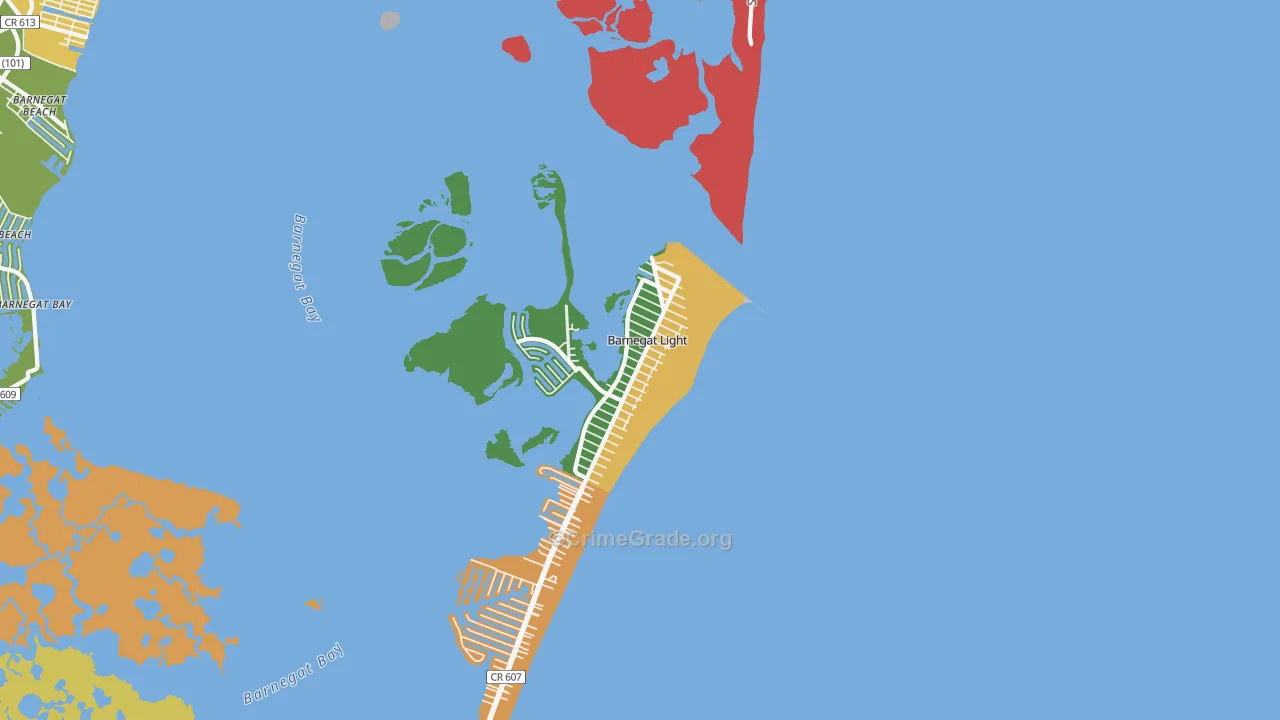 Barnegat Light, NJ Map of Robbery Rates
