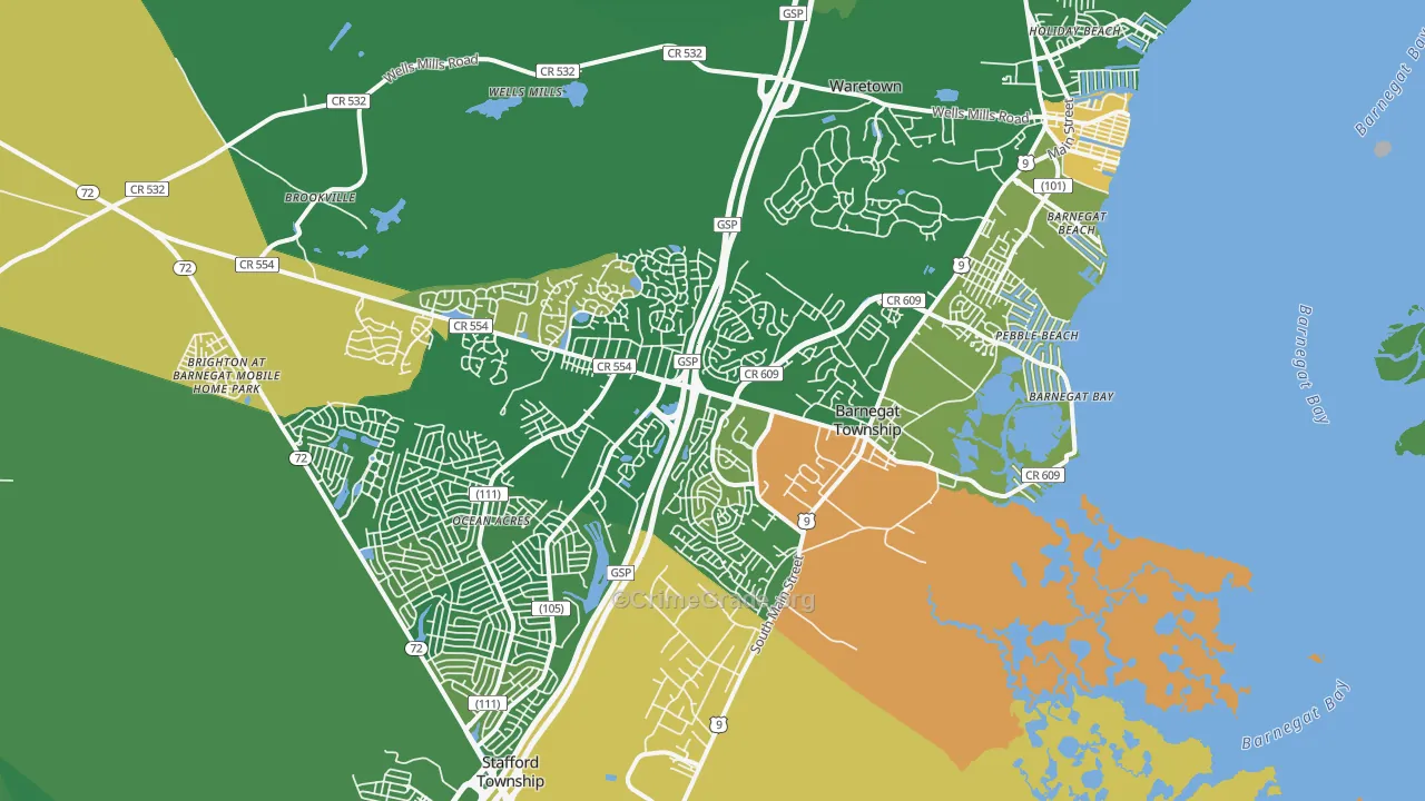Barnegat, NJ Map of Robbery Rates