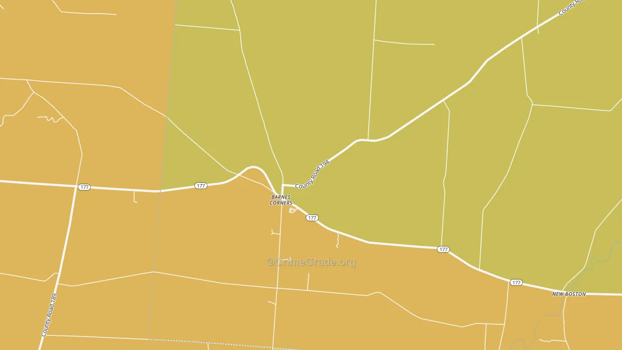 Barnes Corners, NY Map of Robbery Rates