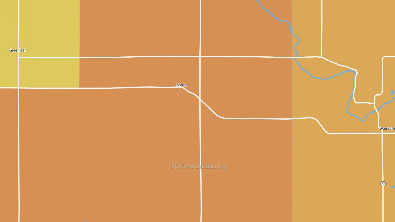 Barnes, KS Map of Robbery Rates