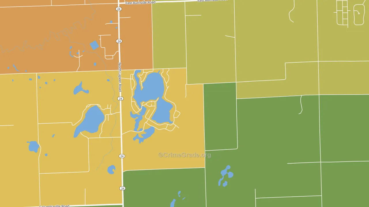 Barnes Lake-Millers Lake, MI Map of Robbery Rates