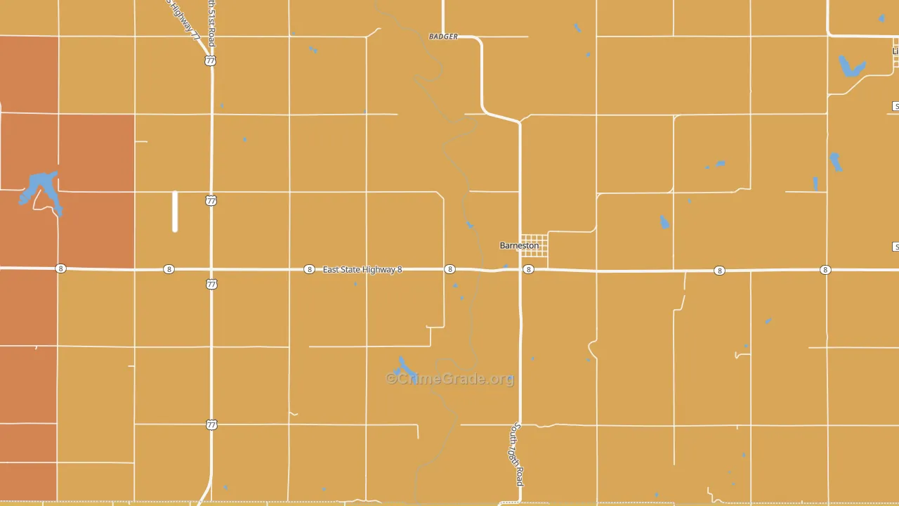 Barneston, NE Map of Robbery Rates