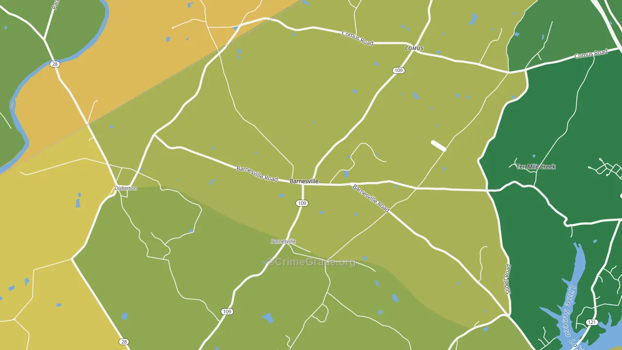 Barnesville, MD Map of Robbery Rates