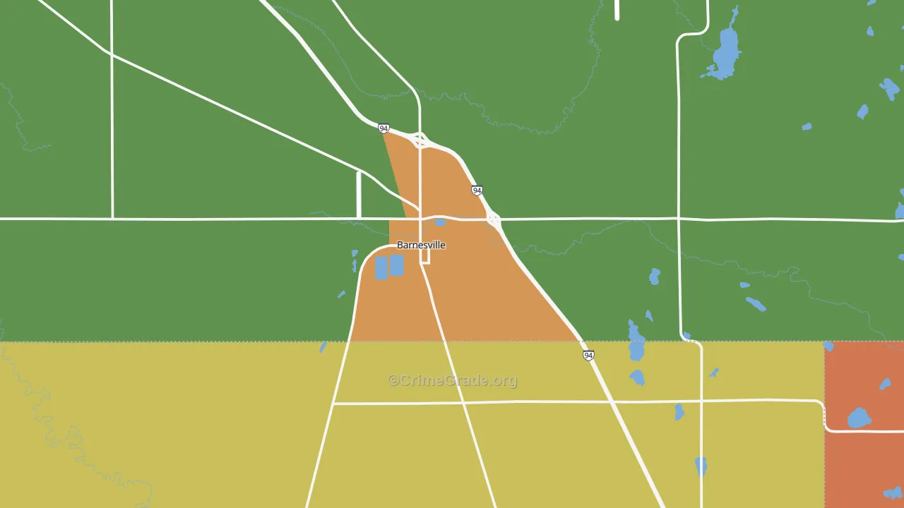 Barnesville, MN Map of Robbery Rates