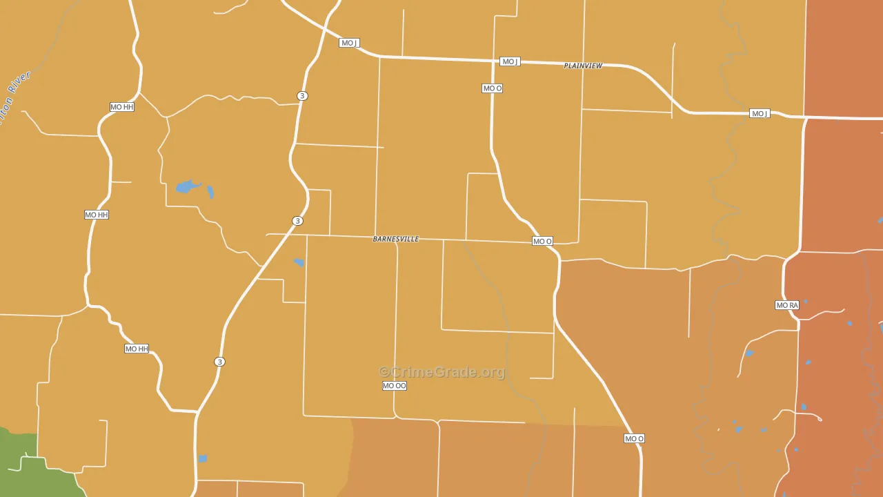 Barnesville, MO Map of Robbery Rates