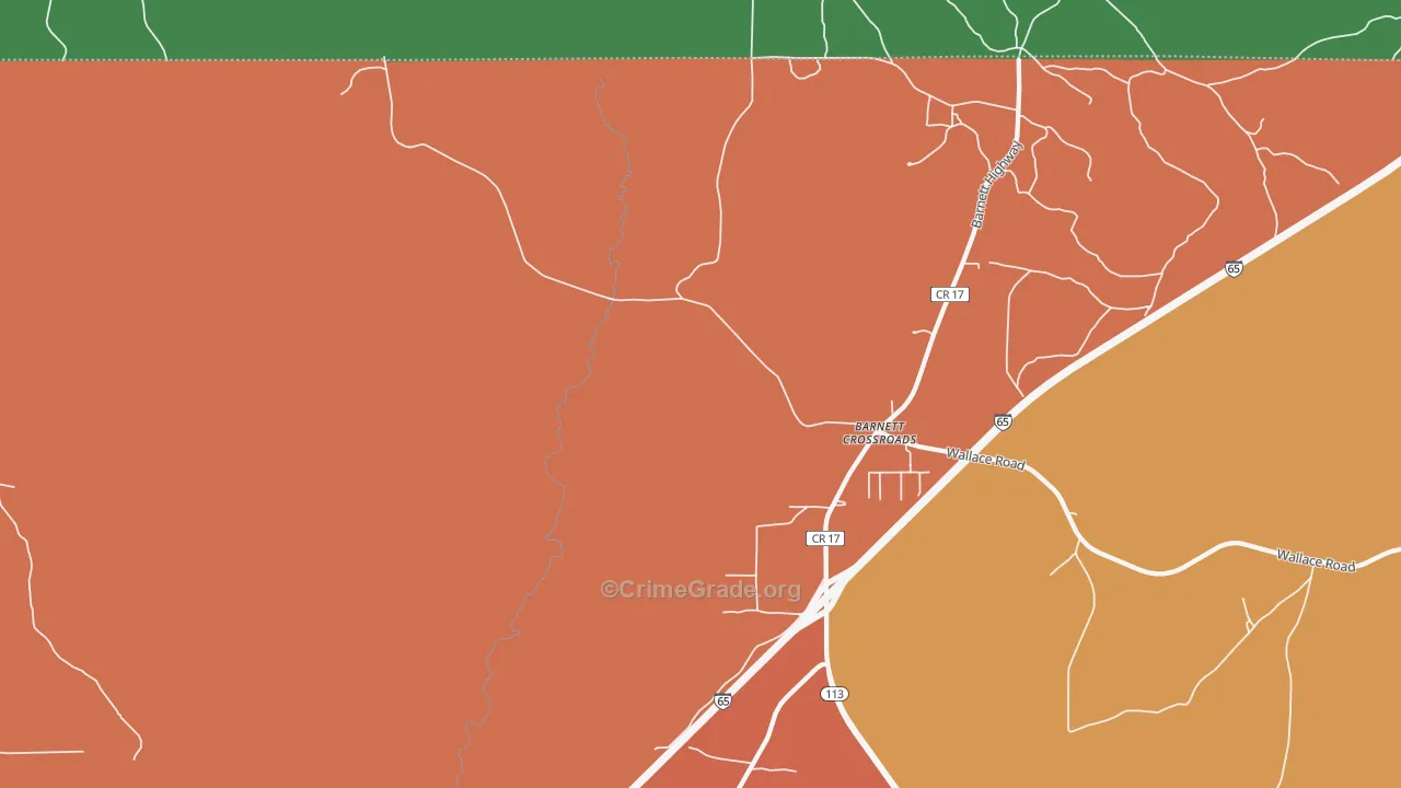Barnett Crossroads, AL Map of Robbery Rates