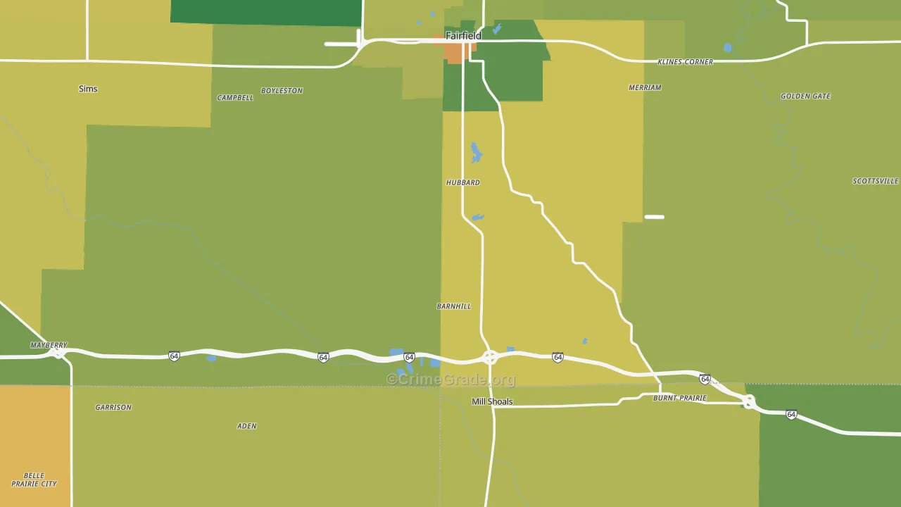 Barnhill, IL Map of Robbery Rates