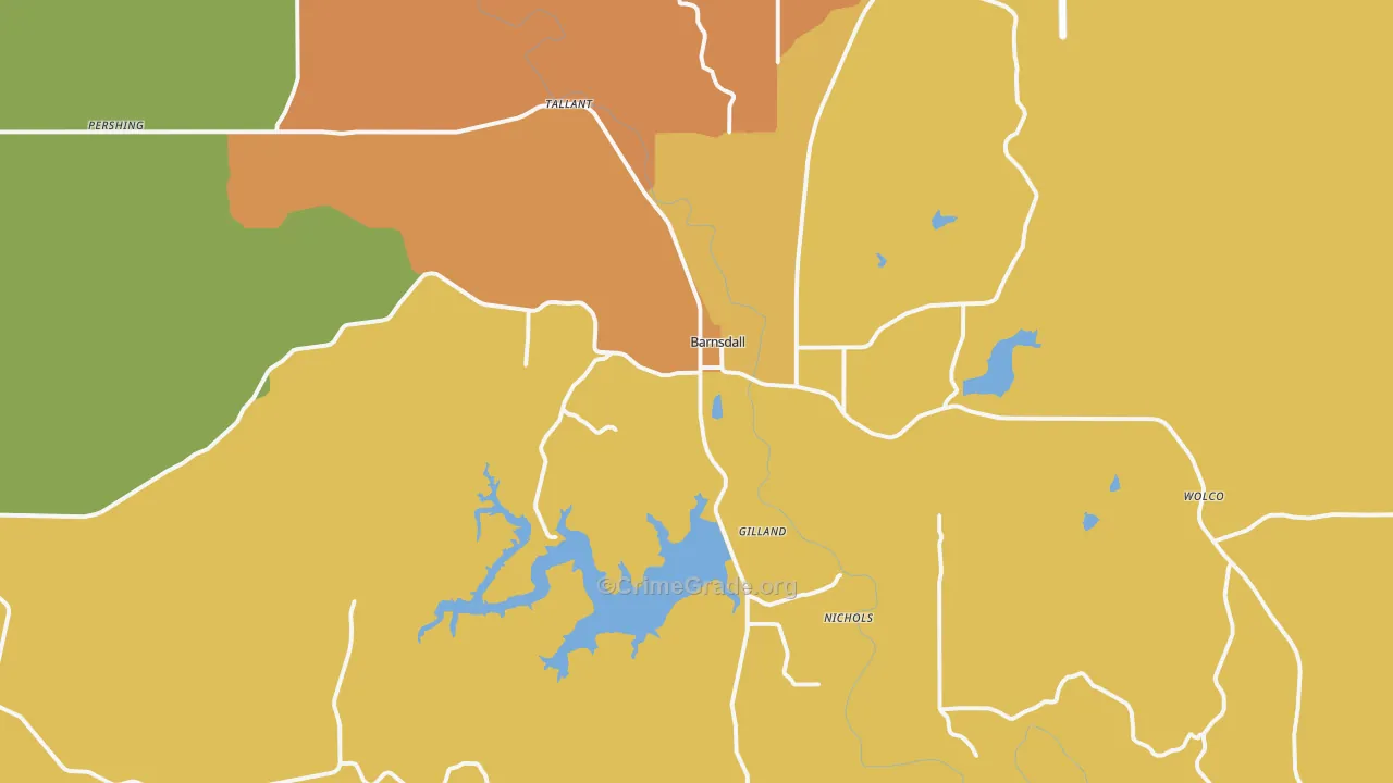 Barnsdall, OK Map of Robbery Rates
