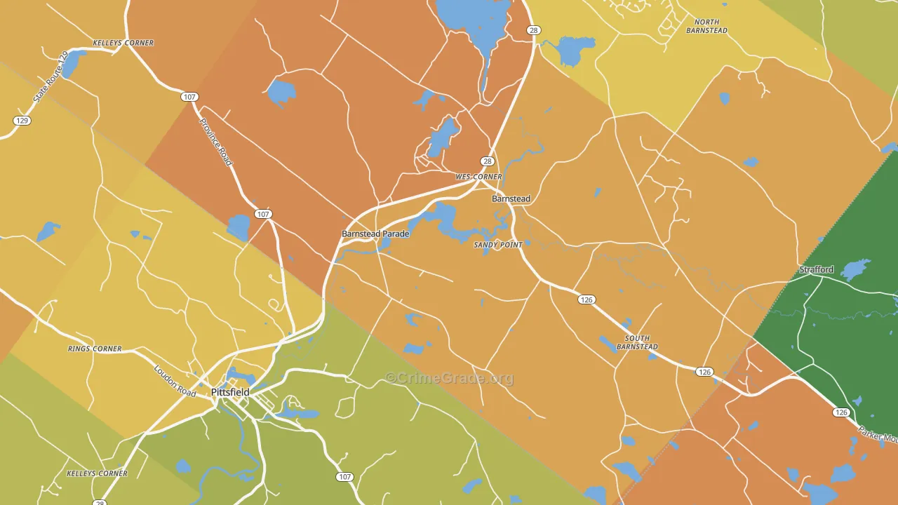 Barnstead, NH Map of Robbery Rates