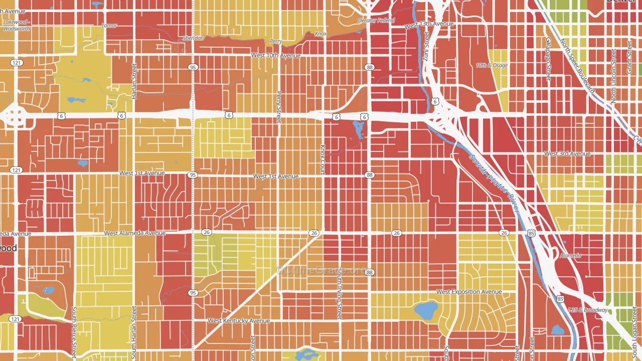 Barnum, Denver, CO Map of Robbery Rates