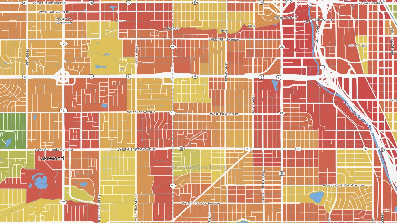Barnum West, Denver, CO Map of Robbery Rates