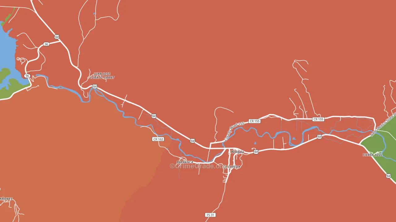 Barranca, NM Map of Robbery Rates
