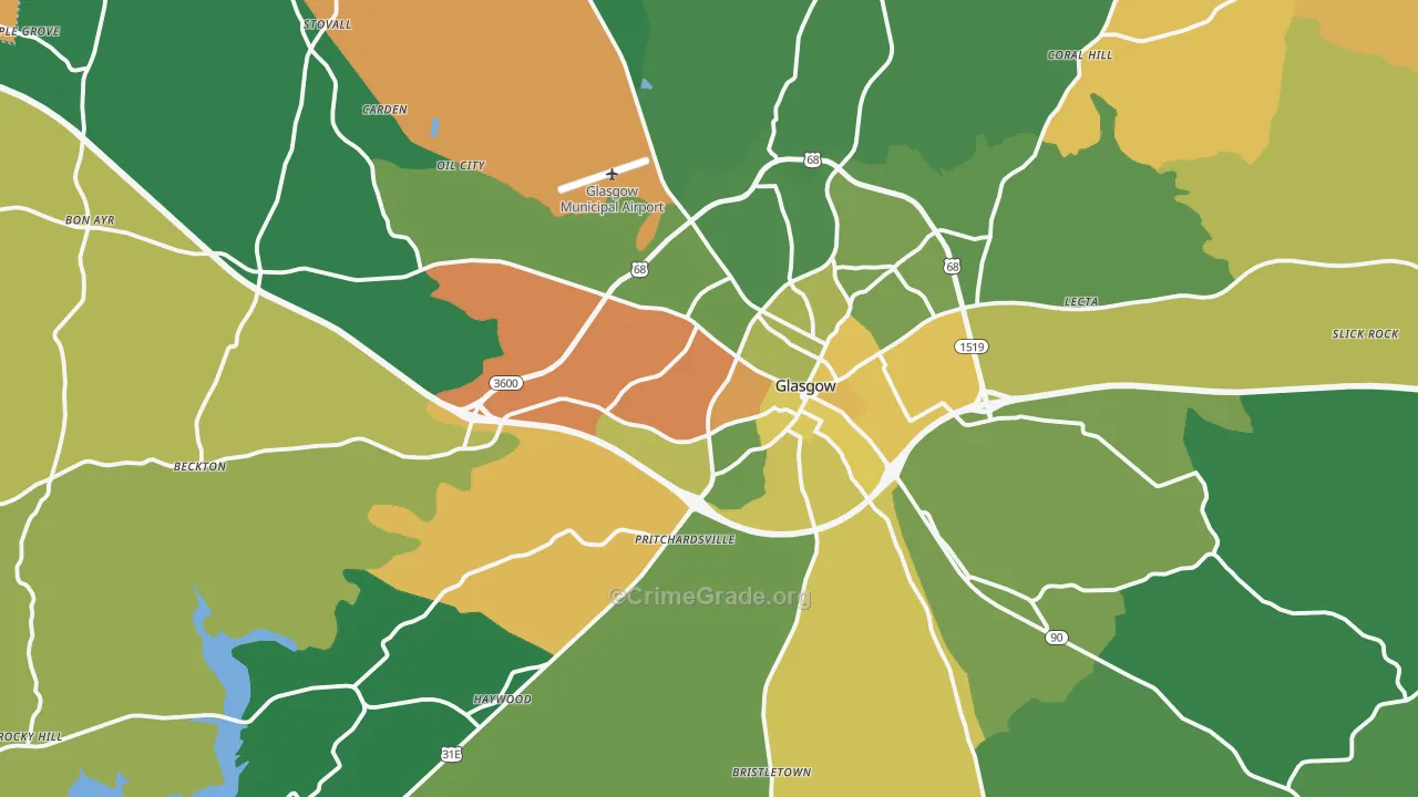 Barren County, KY Map of Robbery Rates