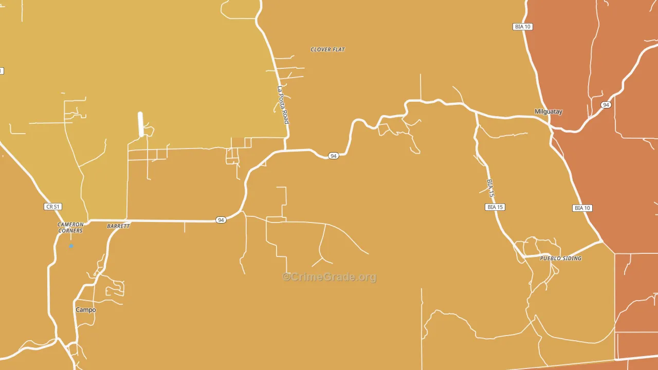 Barrett, CA Map of Robbery Rates