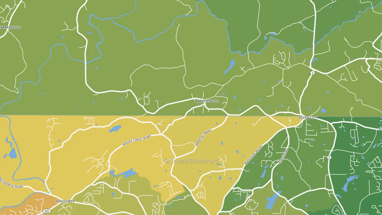 Barrettsville, GA Map of Robbery Rates