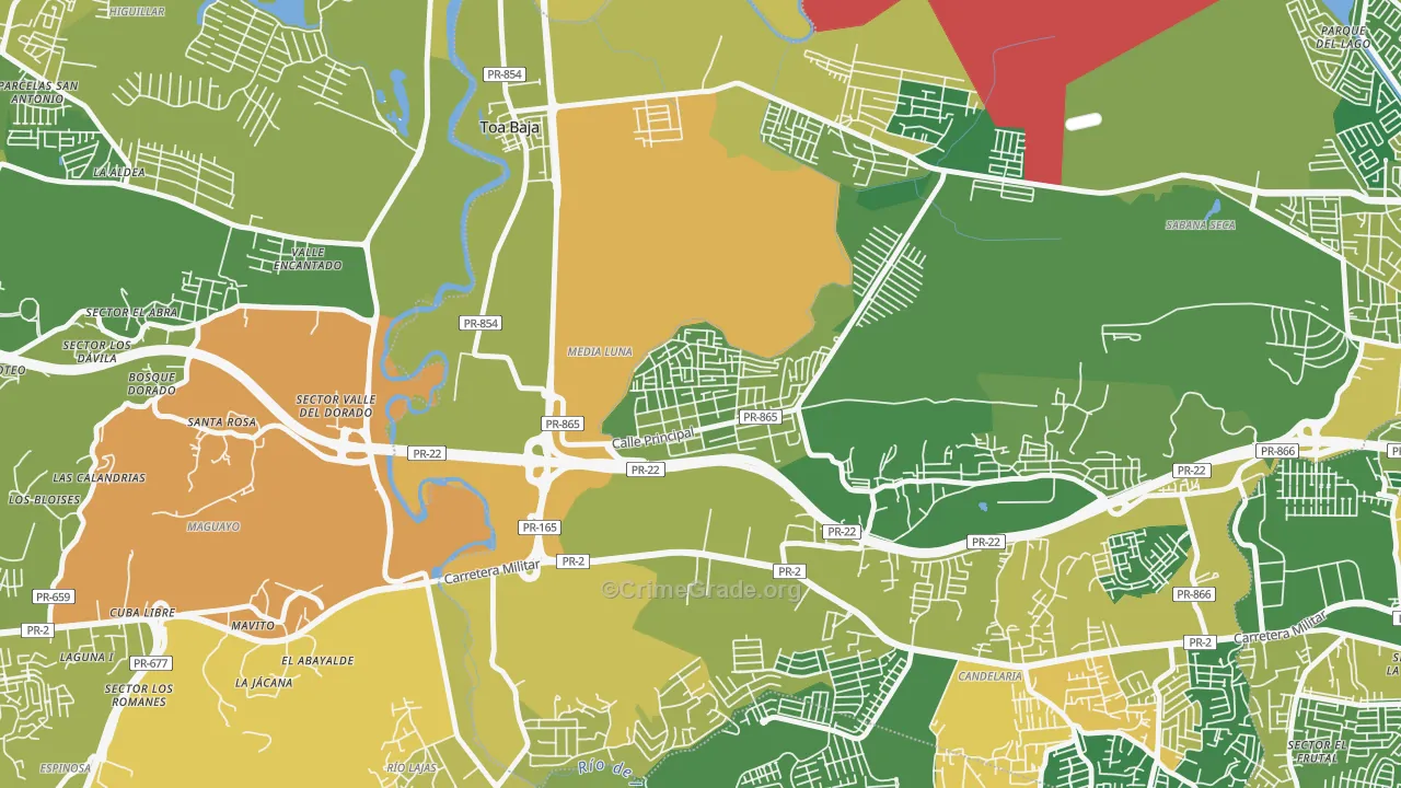 Barrio Campanilla, Toa Baja, PR Map of Robbery Rates