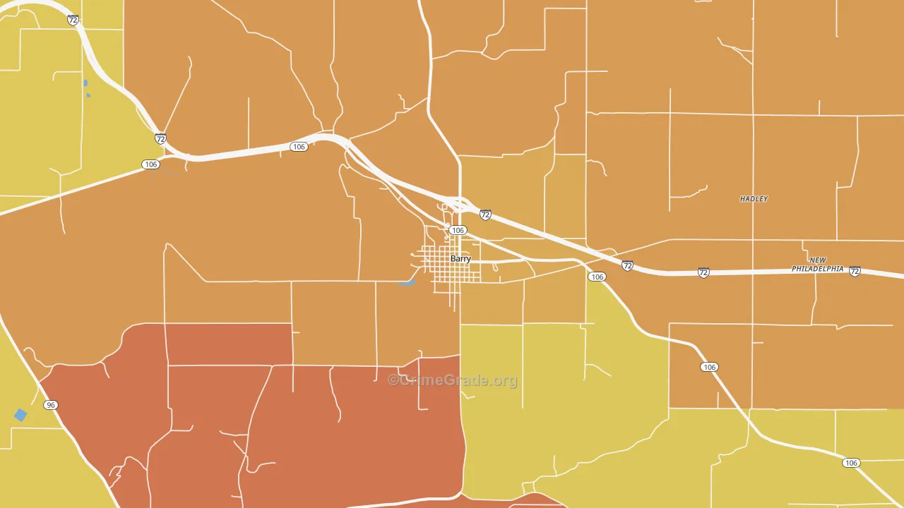 Barry, IL Map of Robbery Rates