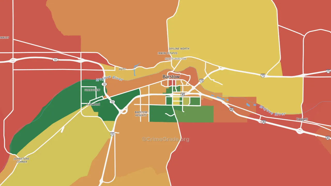 Barstow, CA Map of Robbery Rates