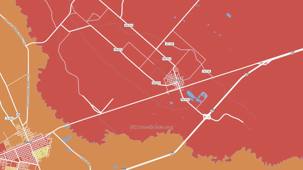 Barstow, TX Map of Robbery Rates