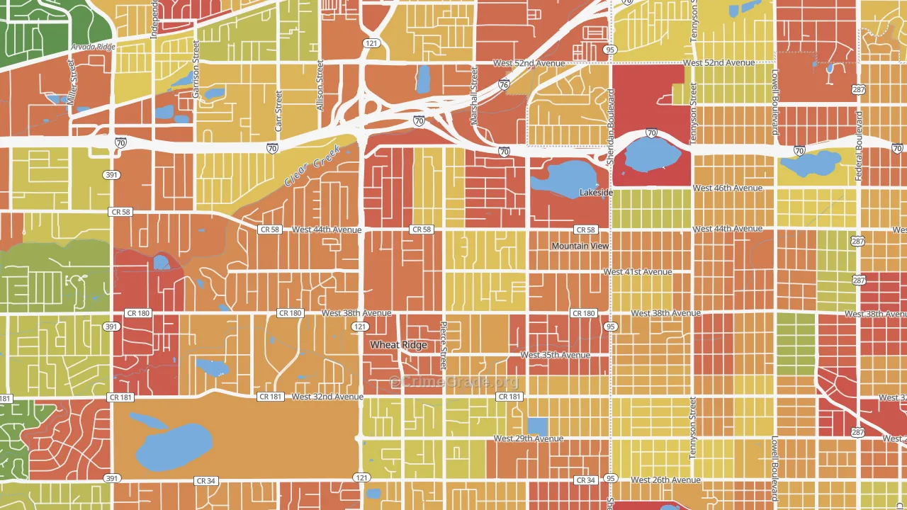 Barths, Wheat Ridge, CO Map of Robbery Rates