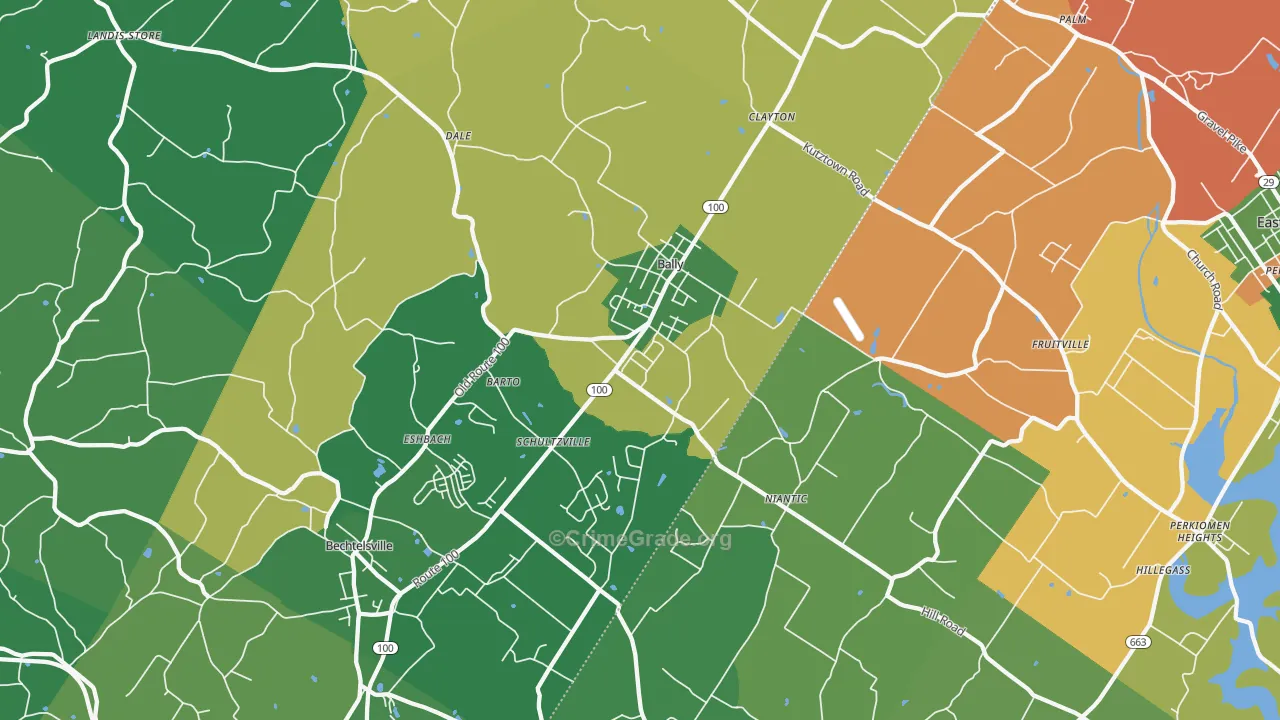 Barto, PA Map of Robbery Rates